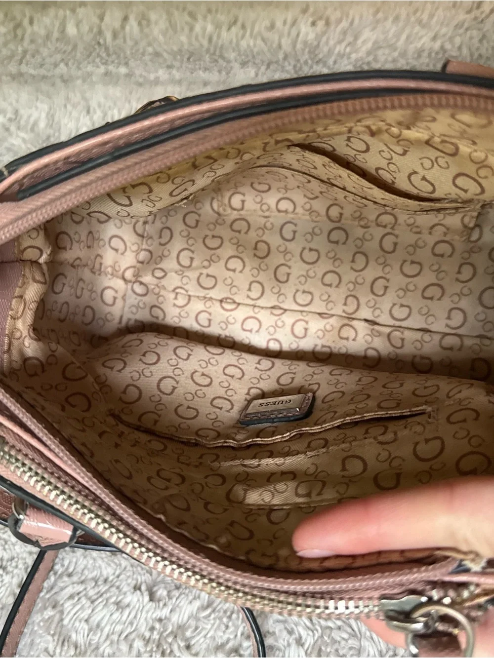 Guess Pink Monogram Mini Satchel Crossbody